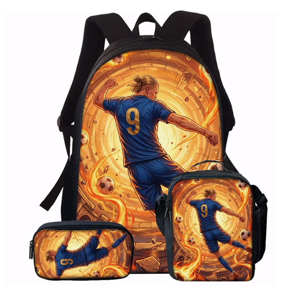 1/2/3/4/5PC Soccer Star Pattern Backpack Set – Large-Capacity Casual Backpack with Matching Clutch & Tote Bag, Perfect for Daily