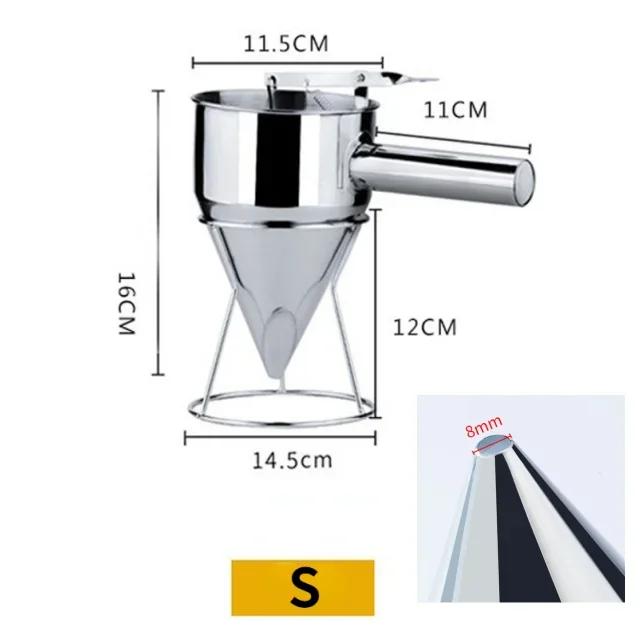 

Stainless Steel Batter Dispenser Takoyaki Piston Funnel with Holder Waffle Octopus Balls Sauce Cream Dosing Funnel Kitchen Tools