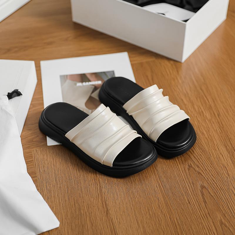 Super comfortable~ Resort beach fold casual one-and-a-half slippers women's 2025 summer wear light open-toed slippers