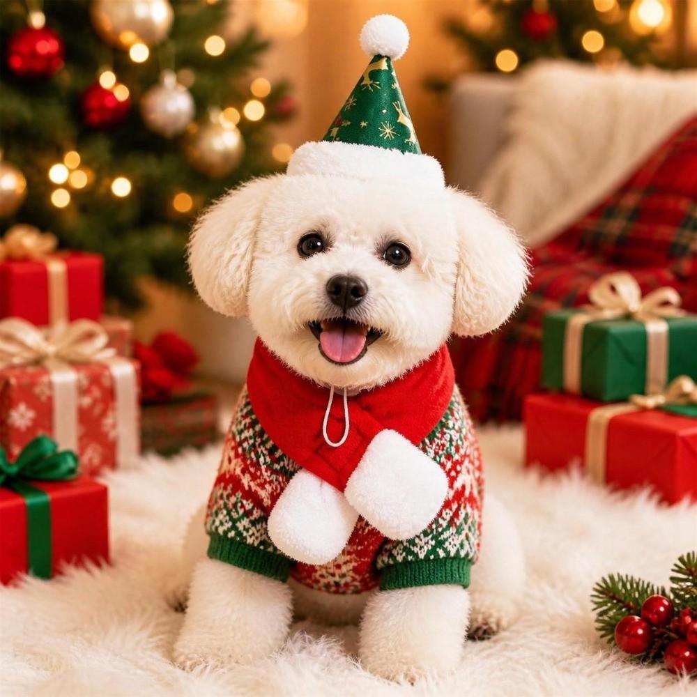 2Pcs/Set Warm Pet Neck Warmer Winter Dog Bandana Scarf Cozy Dog Scarf Collar for Small Dogs