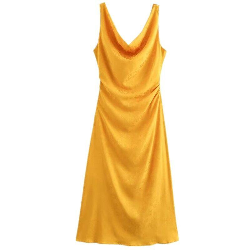 Fashion Style 2024 Autumn New Women's Clothing Elegant Jacquard Sleeveless Sling Mid-Length Dress 8579512