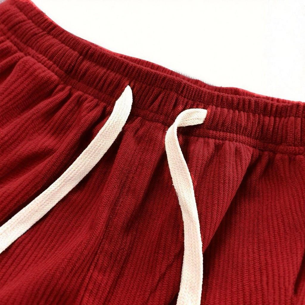 Men's Chenille Corduroy Loose Straight-Leg Pants - Comfortable, Versatile Sweatpants for College Students.