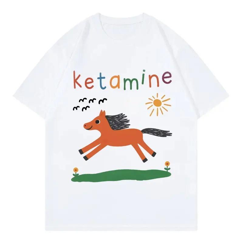 Funny Ketamine Horse Meme Tshirt Men Women Clothing Harajuku Y2k Short Sleeve T Shirts Summer Fashion Casual Tshirts S