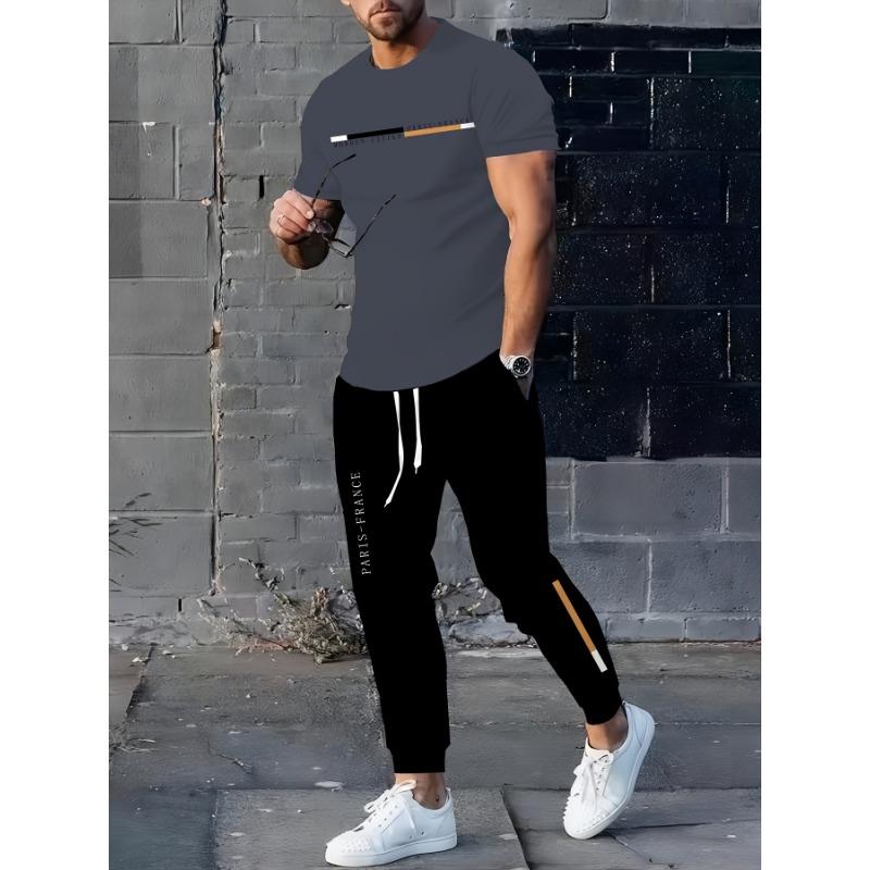 Summer Streetwear Simple Casual Fashionable Sporty Breathable Soft and Comfortable 3D Letter Printed Men s Set S