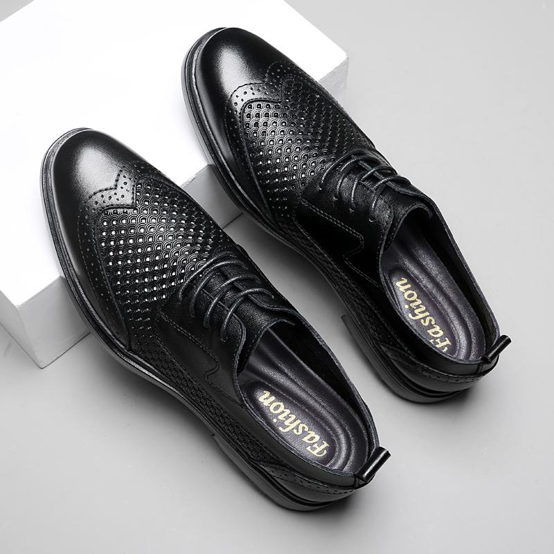 Genuine Leather Oxford Shoes Men Gentlemens Social Derby Shoes Luxury Breathable Formal Dress Footwear Man Business Shoe