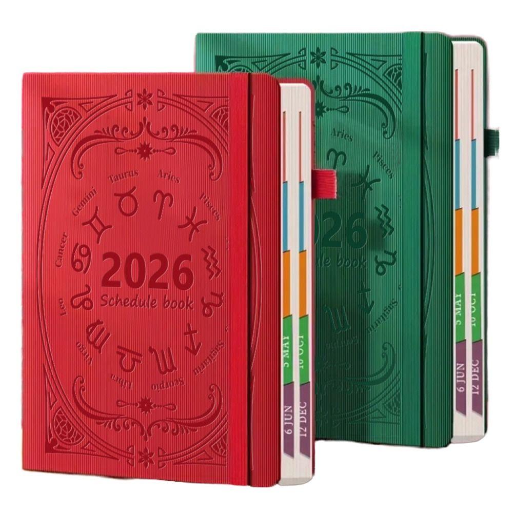 Textured PU 2026 Schedule Planner Notepad English Office Work Planner Diary Writing Pads  Business