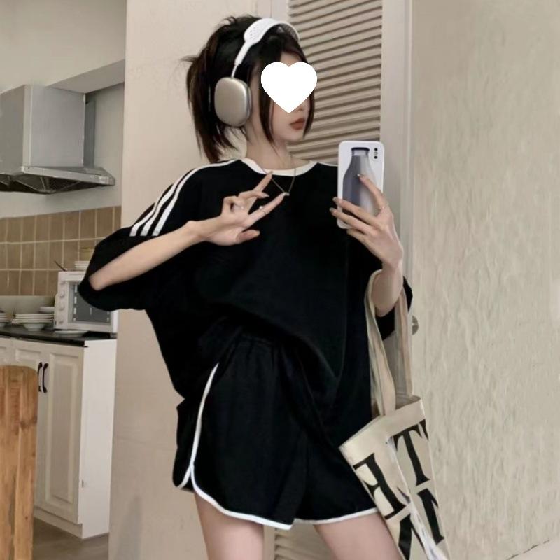 Summer Suit Women's Fashion Sportswear Casual Short-sleeved T-shirt Shorts Running Two-piece Set