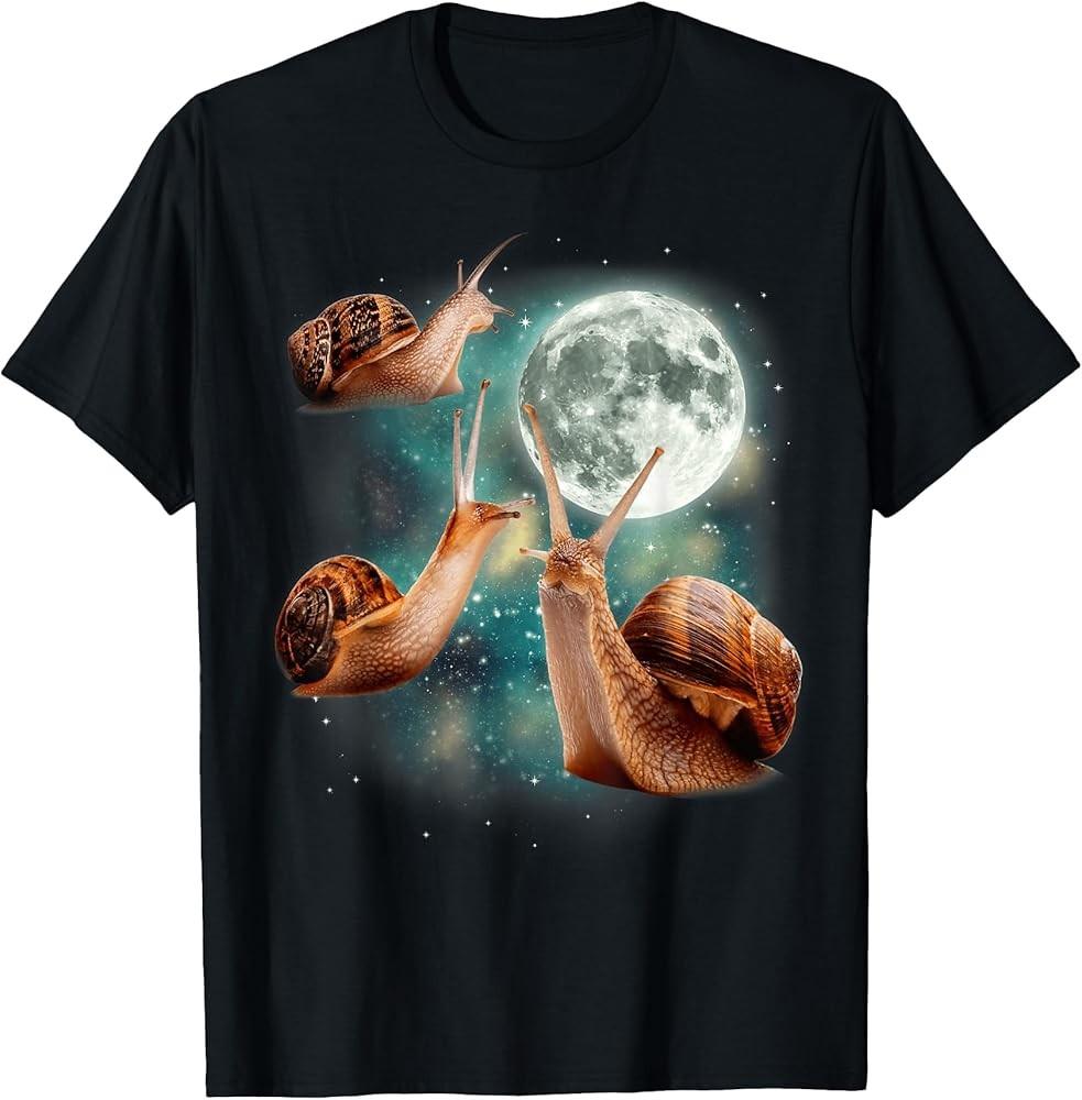 Three Snail Moon 3 Mollusks Howling Weird Cursed T-Shirt