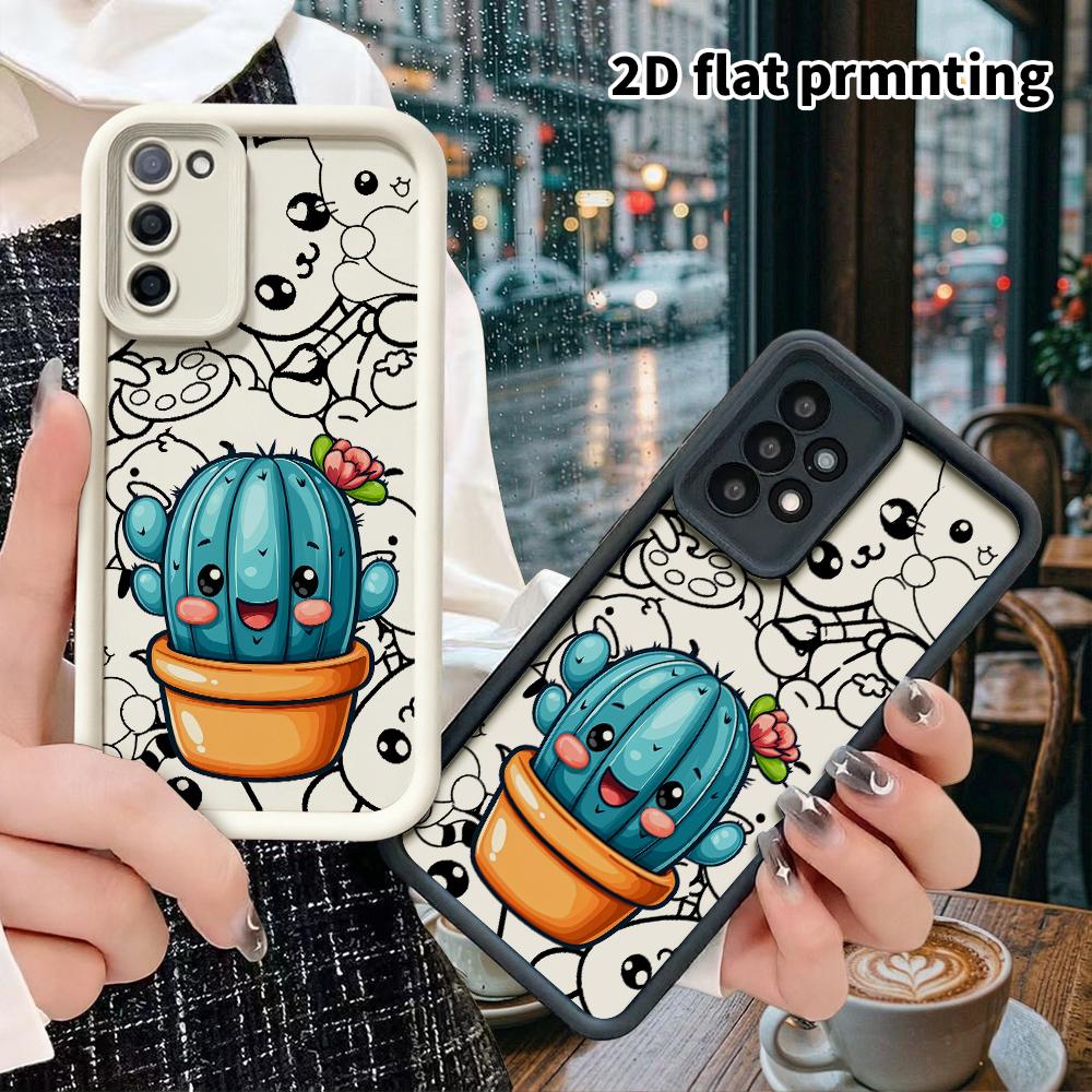 Phone Case: 2D flat, suitable for Samsung Galaxy A34 A35 M05 M06 S20 S22 S21 FE Plus 5G protective cases, potted cactus, perfect Christmas and Hallowe