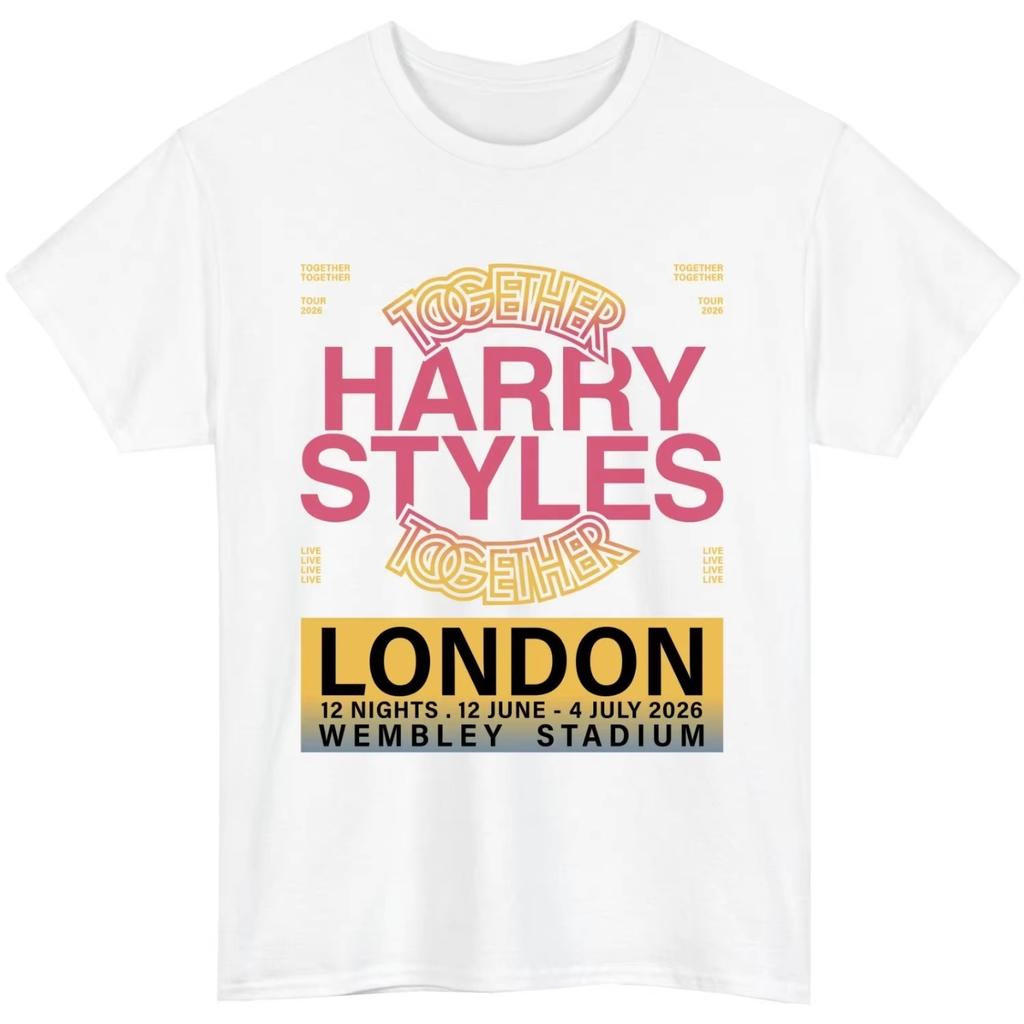 Oversize Fashion Trendy Hip Hop Streetwear Tshirt Harry Styles Together Tour 2026 London Tshirt Unisex Summer Cotton Clothing