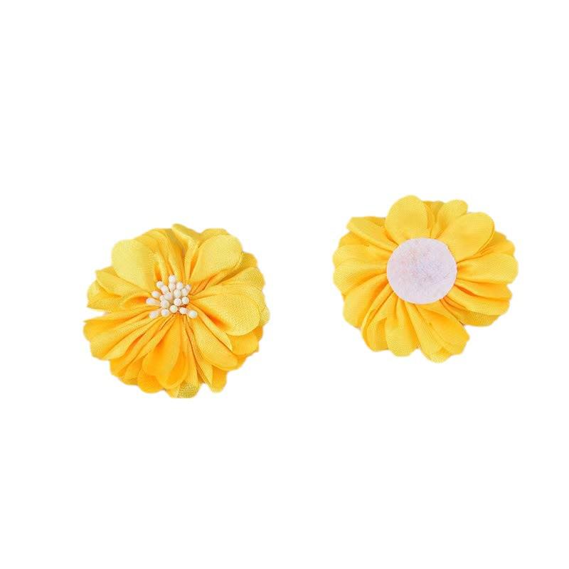 Retro Hong Kong Style Satin Flower Fabric Hair Accessories - Handmade Hair Ties, Headbands, Clips, and Earrings.