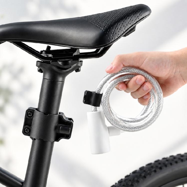 Flexible Coiled Cable Lock for Bikes with Integrated Key Lock Body and PVC-Sleeved Steel Line for Routine Parking