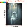 Retro Halloween Ghost Poster Art - Home Decor