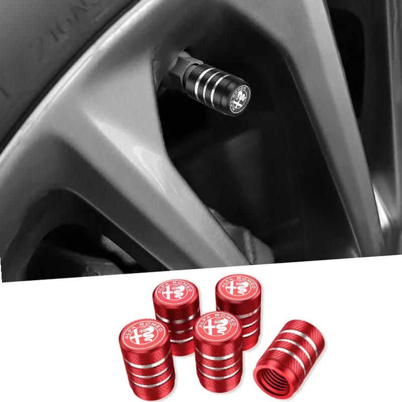 Hub Caps 4Pcs Car Wheel Tire Valve Caps Air Stem Covers For Alfa Romeo STELVIO Giulia 159 Giulietta 147 Mito 156 MTO Sportiva AcEP3