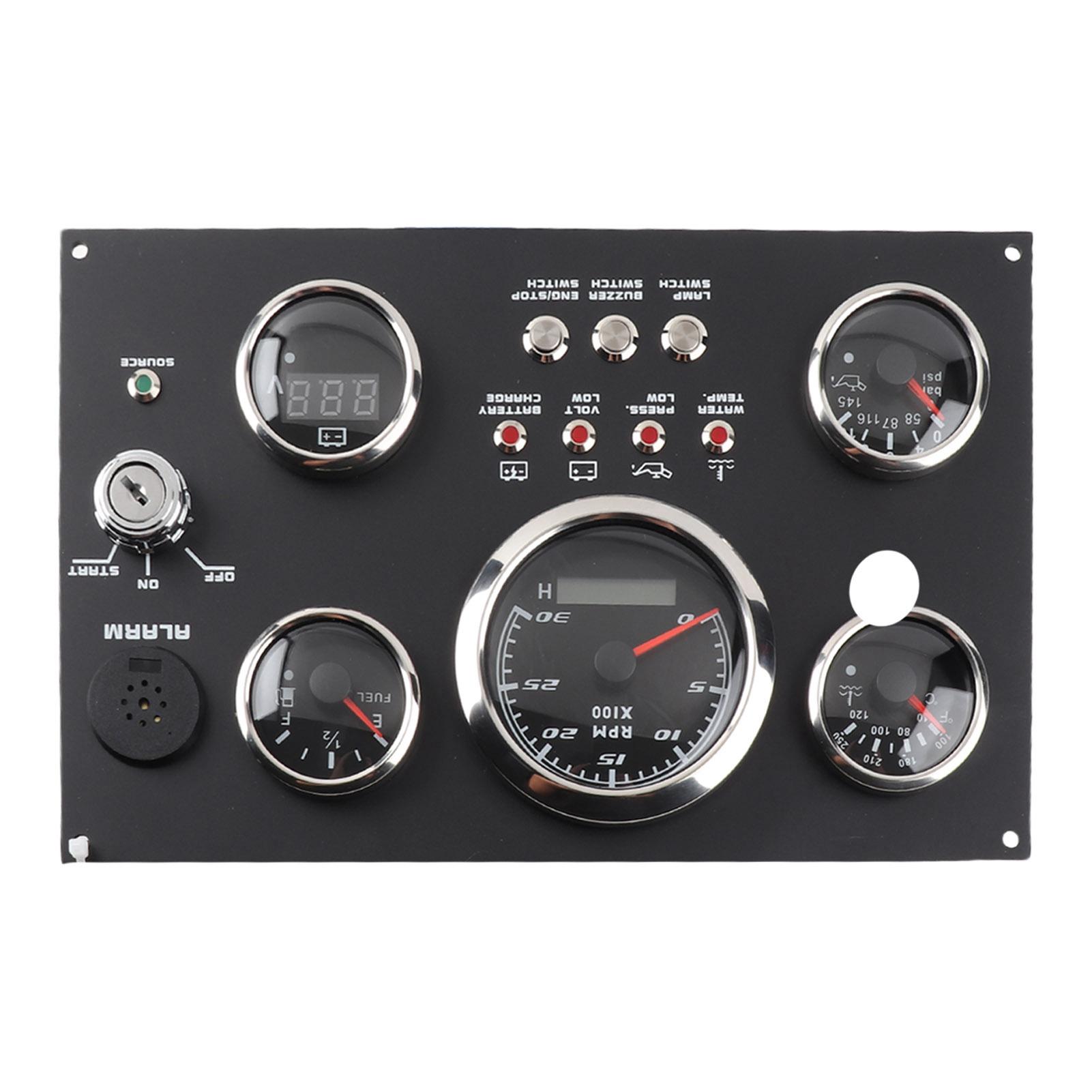 

New 5 In 1 Digital Gauge Cluster Engine RPM Fuel Level Oil Pressure Water Temp Voltage Meter Alarm Function for RV Boat Yacht чёрный