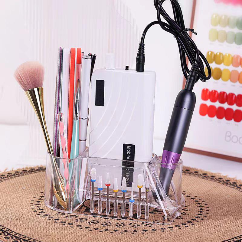 Nail Drill Bits Holder Display Clear Nail Display Box Transparent Makeup Storage Organizer Nail Manicure Tools