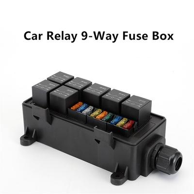 1 Juego Caja de Relés y Fusibles de 9 Vías 24V con Relés de 5 Pines 40A y Fusibles Para Coche Camión Barco
