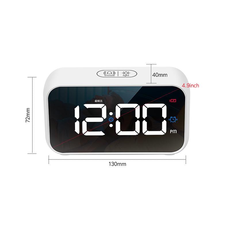 Alarm Clock LED Bluetooth Music Clock Charging Intelligent Voice Control Mirror Hour Time 5 Groups of Alarm Clock