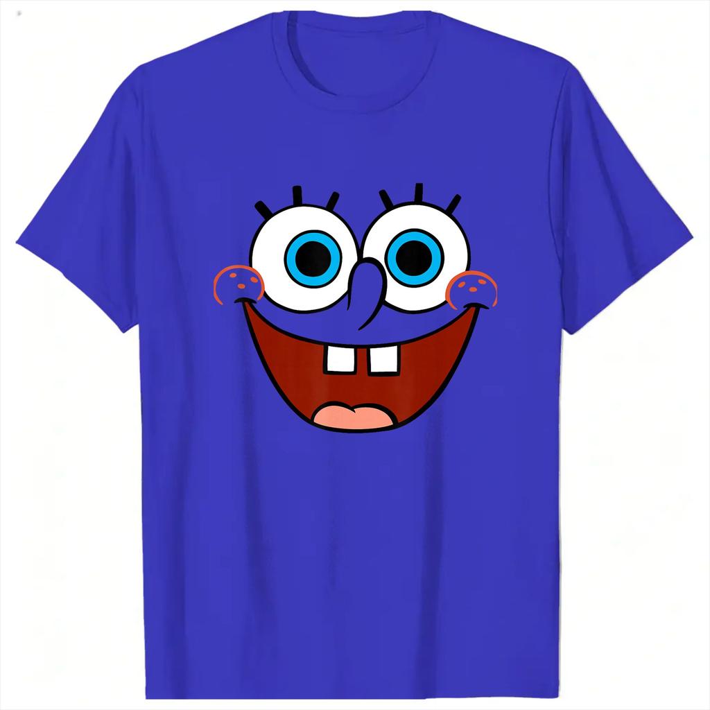 Spongebobs Large Smiling Face TShirt Unisex Streetwear Cotton TShirts Summer Crewneck Trendy Cool Tees Design Big Size Clothes