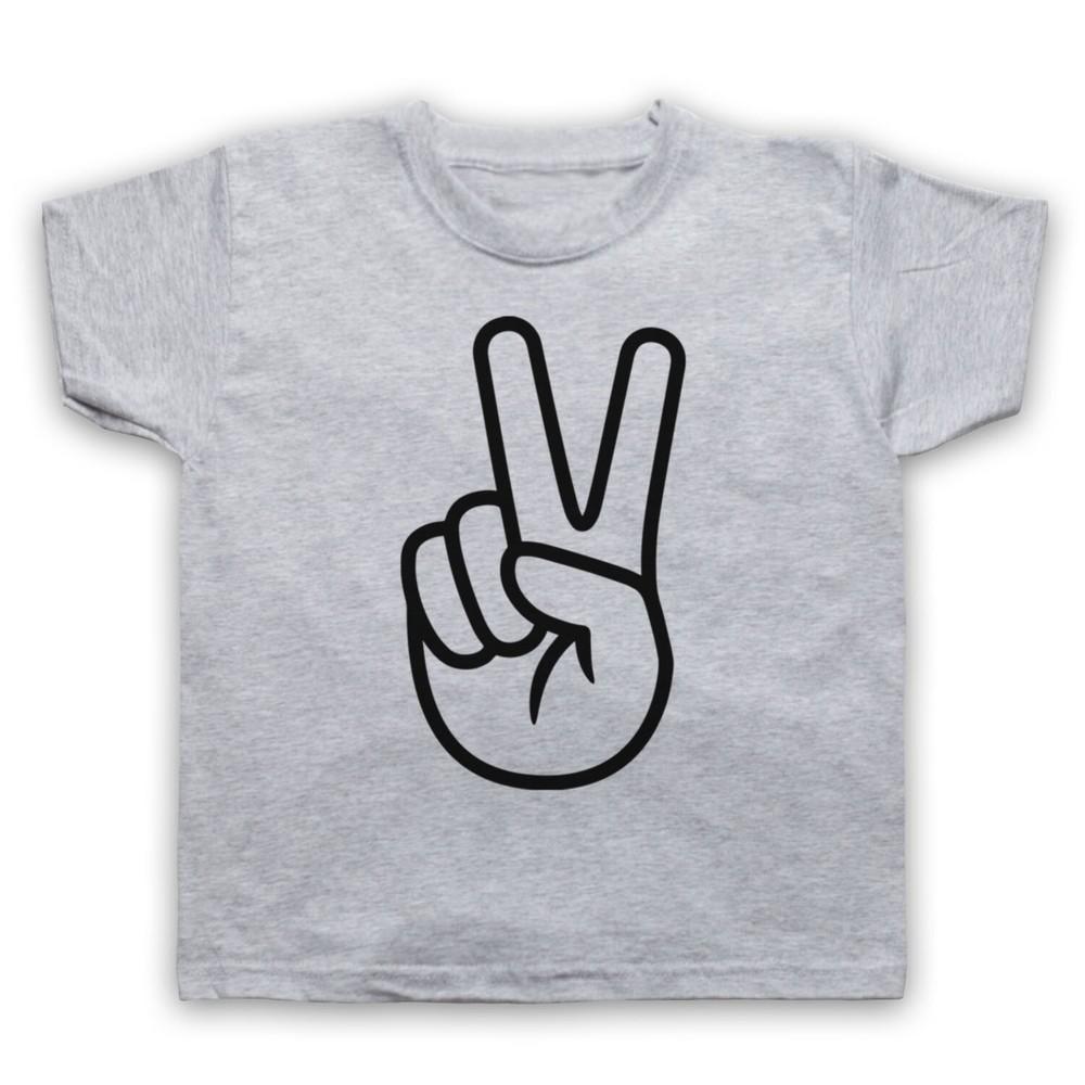 

Peace Victory V Hand Sign Gesture Make Love Not War Kids Childs T-Shirt S