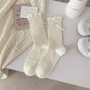 Female Spring and Autumn Sweet Ribbon Bow Button Lace Ballet Wind Drum Pile Socks
