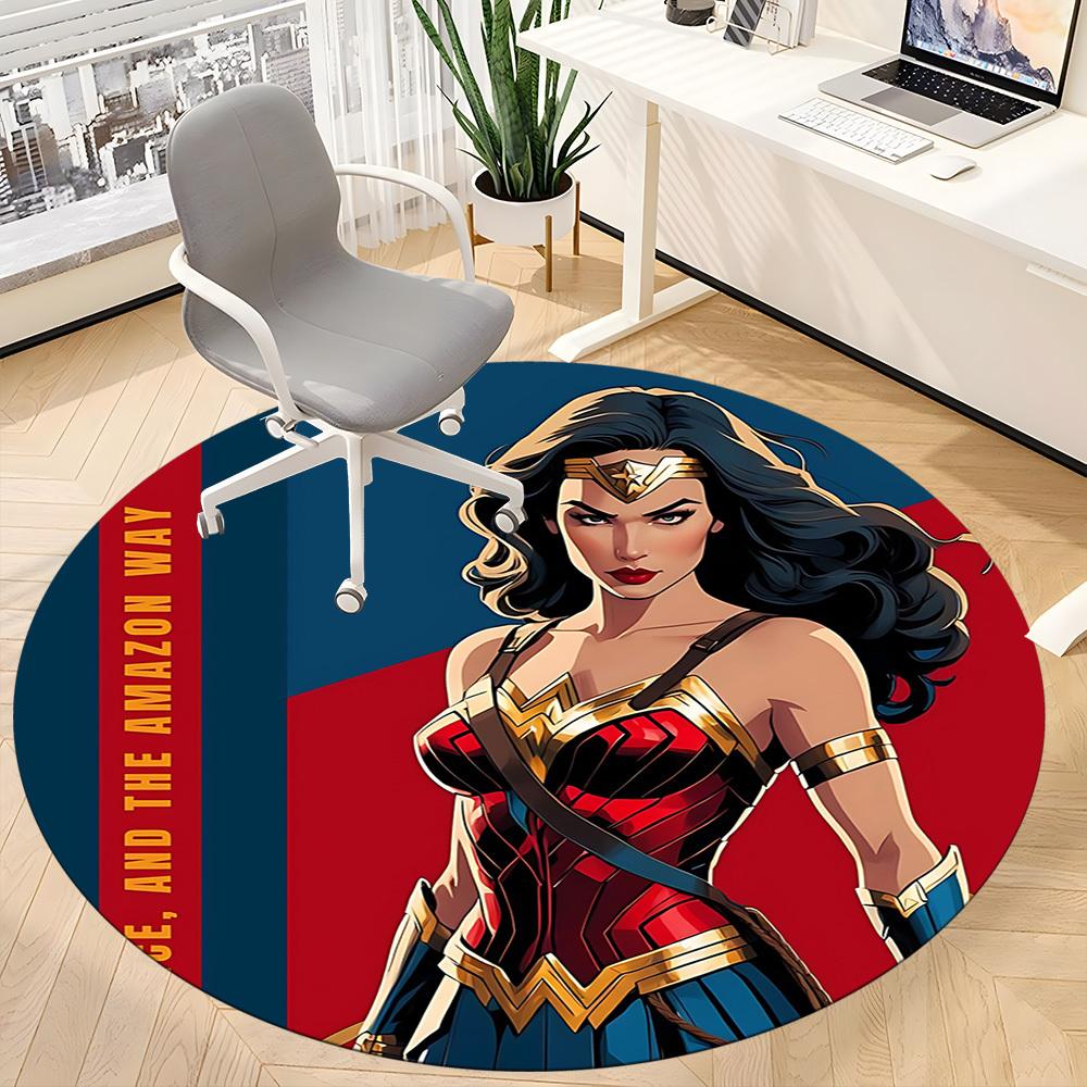 1pc Wonder Woman Office Round Area Rug, Under Office Chairs Bedroom Living Room Home Decor, Room Deco, Available in Various Sizes