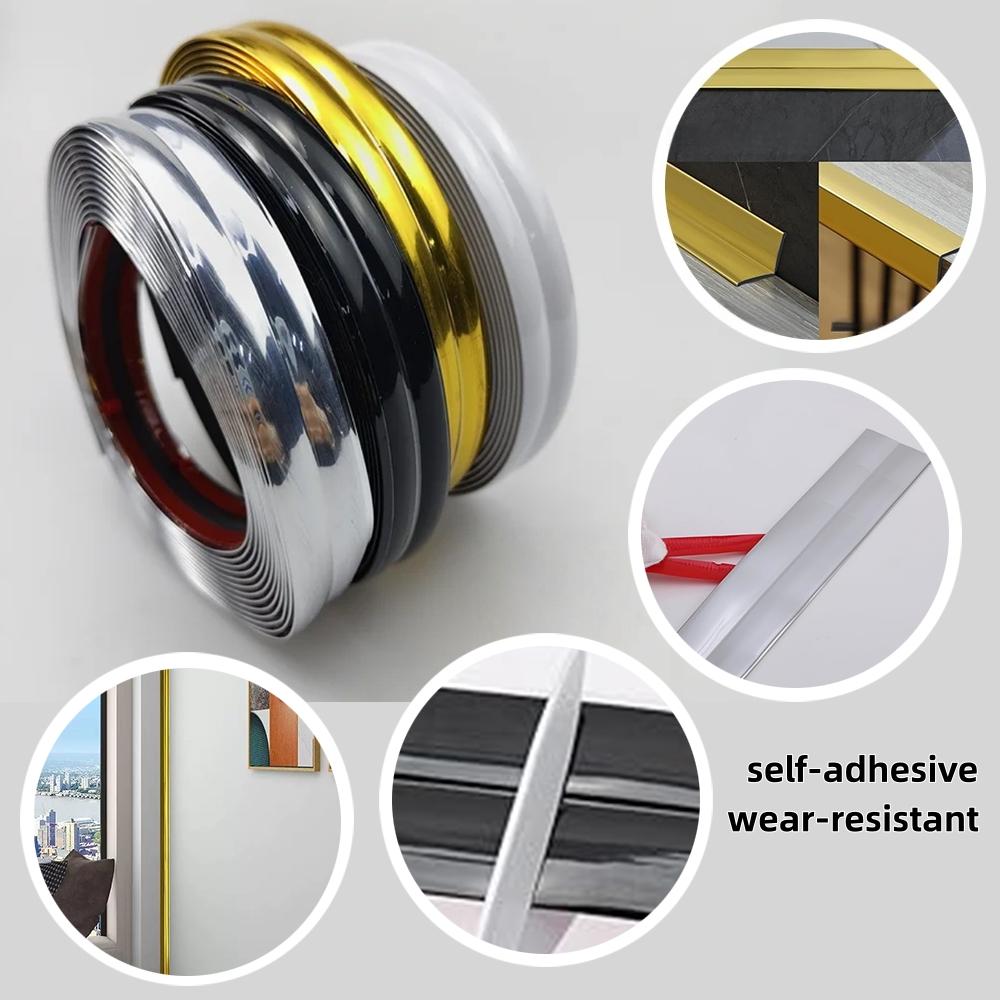 1pc 118.11inX0.79in Self adhesive desktop edge wall corner decorative strip, DIY PVC wall corner skirting decorative strip