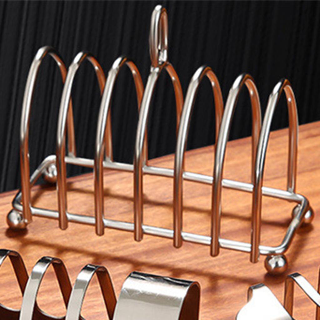 Toast Rack Stainless Steel 6 Slice Slot Breakfast Toast Bread Rack Holder with Handle for Kitchen Bakery