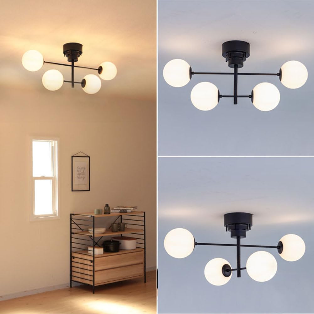 Chende Ceiling Light, Glass, 4-Light, LED Compatible, Pendant Light, Stylish, Scandinavian, Retro, Antique Style, Suitable for Living Room, Dining