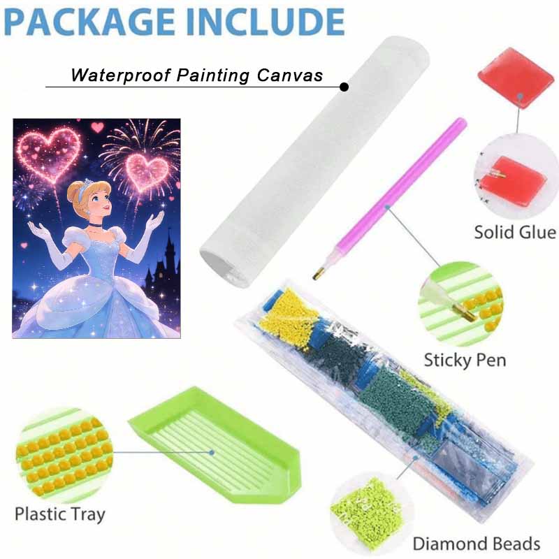 Disney Diamond Painting Set Full Drill 5D Cinderella Art Home Decor Creative Handicrafts Romantic Night
