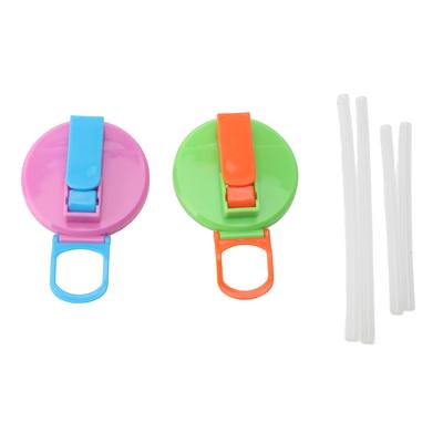 2 Pack Soda Can Lids with 4 Silicone Straws Plastic Leakproof Reusable Soda Can Cover Cap for