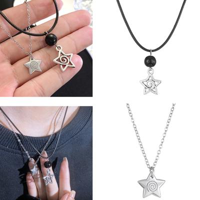 Stilvolle schwarze Kordelkette Fünfzackiger Stern Anhänger Halsketten Verstellbare Schlüsselbeinkette Schmuck für den täglichen Gebrauch