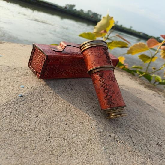 Brass Telescope Spyglass with Leather Case Dollond London 1920 Engraving 40.64 Cm Nautical Maritime Decor Gift Wedding Anniversary Birthday Christmas