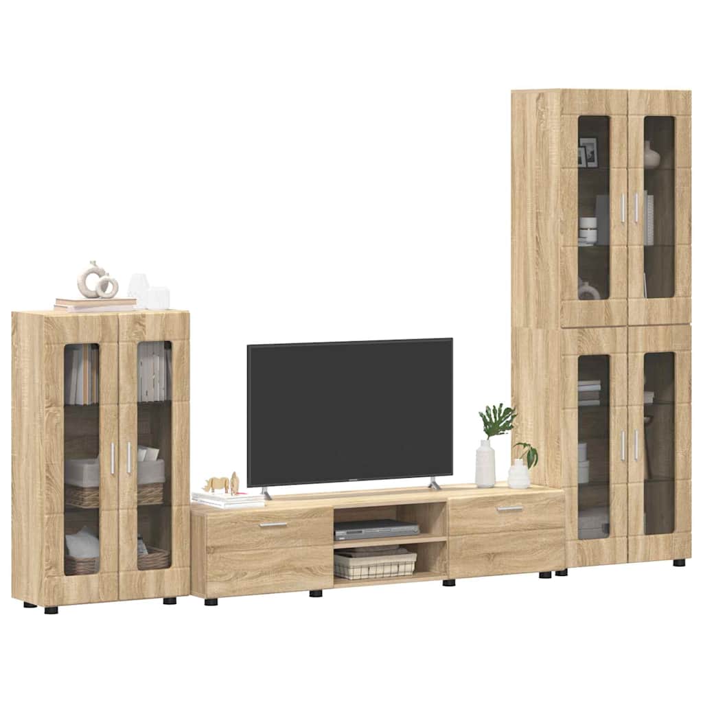 TV Cabinet Set with Shelf FLORIN 3 pcs Sonoma Oak Particleboard