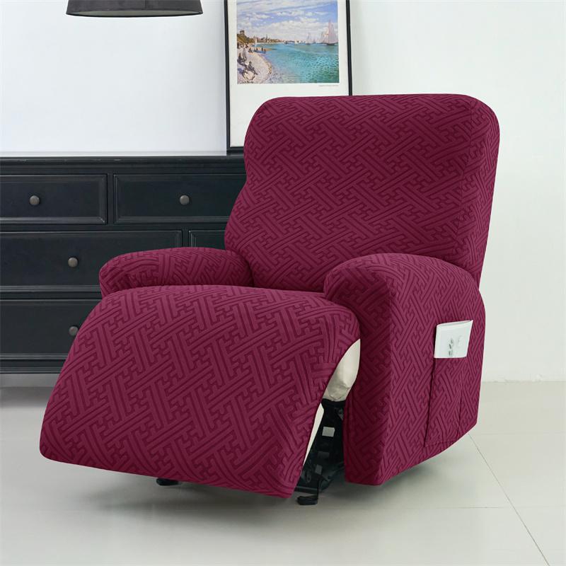 

4 шт./компл. жаккардовый чехол для дивана-реклайнера, эластичные чехлы для кресел, однотонные нескользящие чехлы для диванов для домашнего офиса 1seat