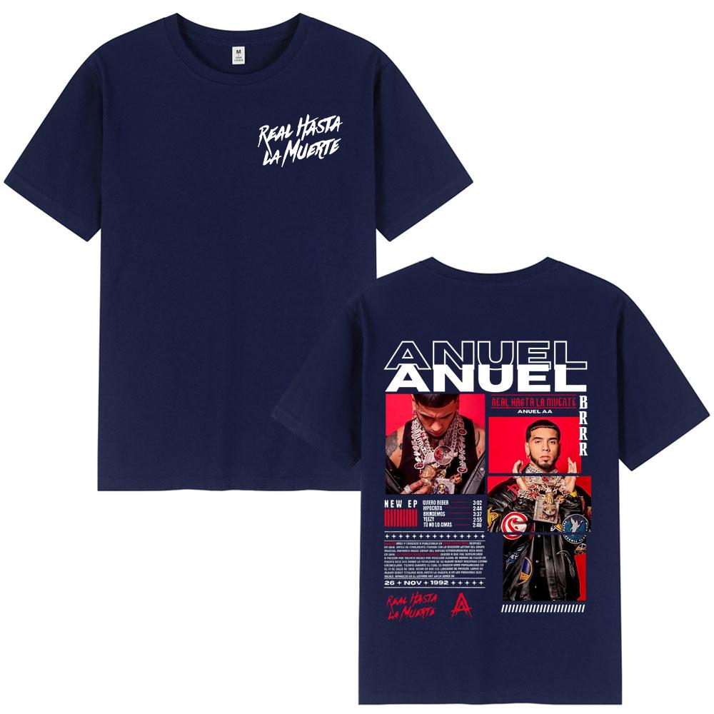 Rapper Anuel AA Real Hasta La Muerte Tour 2025 New Album T Shirts Unisexs Fashion Hip Hop TShirts 100 Cotton Short Sleeve TShirt