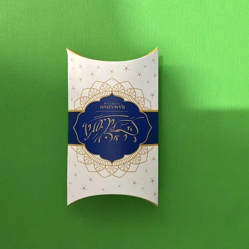 10pcs Eid Mubarak Gift Bag Box Pillow Candy Cookie Chocolate Paper Box Ramadan Kareem Decoration Islam Muslim Party Gift Decor