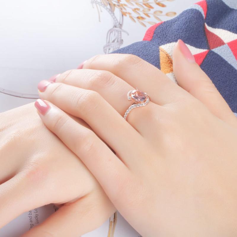 Gica Gema S925 Sterling Silver Exquisite Rose Gold Nano Ring for Women's Fine Jewelry Gift Wedding Engagement The New Listing