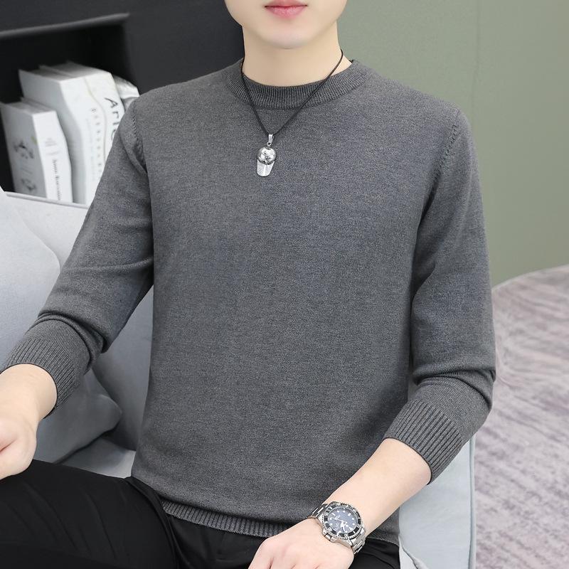 

Мужской однотонный пуловер с круглым вырезом - Простой, универсальный стиль футболки с длинным рукавом XXXL