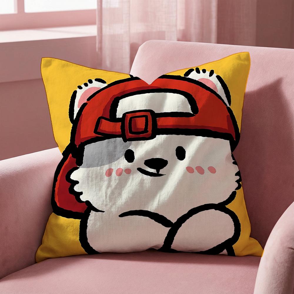 Sticker cute bear stickers Cushion Cover MultiScene Pillow Cover for Home Car Reversible Soft Durable for Daily Use