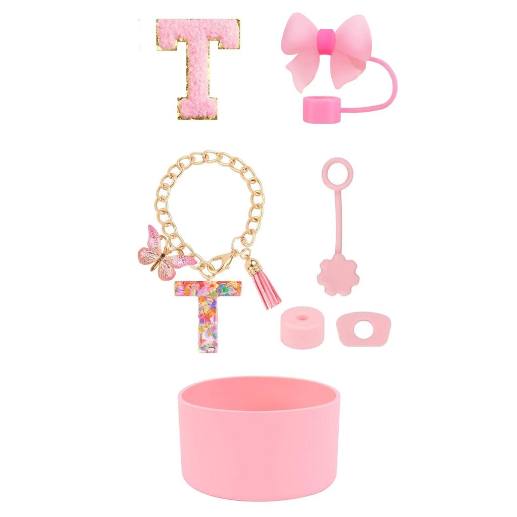 7pcs Cup Accessories Set for Stanley 30oz 40oz Tumbler Straw Cover Cap Boot Spill Proof Stopper Letter Keychain Charm Sticker