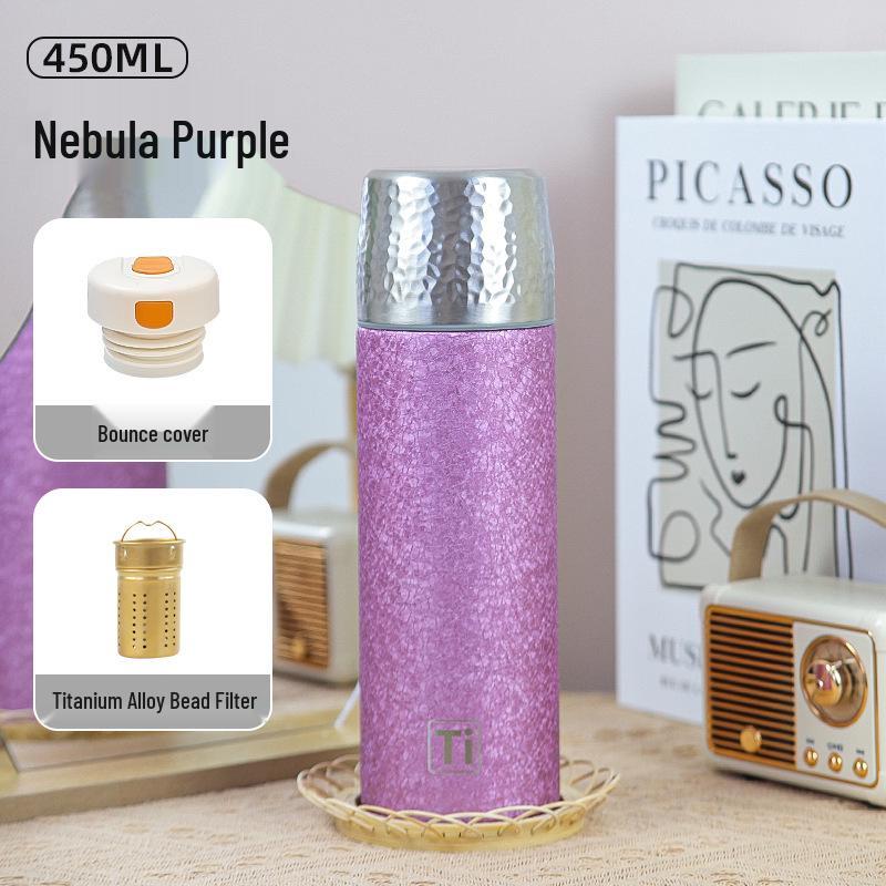 Titanium Insulated Antibacterial Mug with Tea-Water Separation and Stew Capability – Large Capacity for Outdoor and Car Use