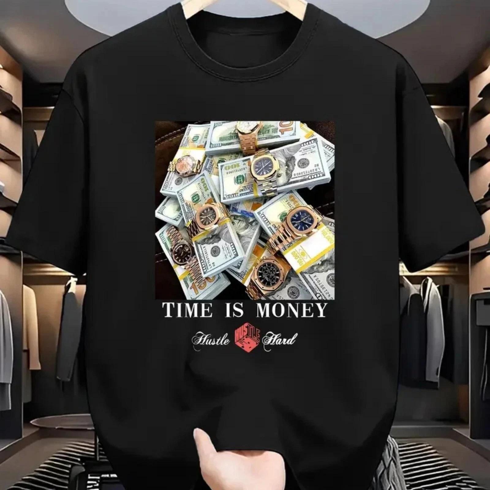 Time Is Money Hustle Motivational Graphic Tee Mens Vintage T-Shirt S