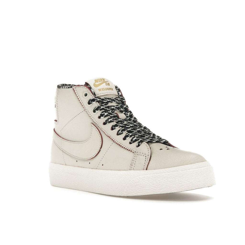 Nike Welcome Skateboarding X Zoom Blazer Mid SB Casa Welcome Madrid Men Sneakers Cream Sail Dark-Beetroot FQ0795-100