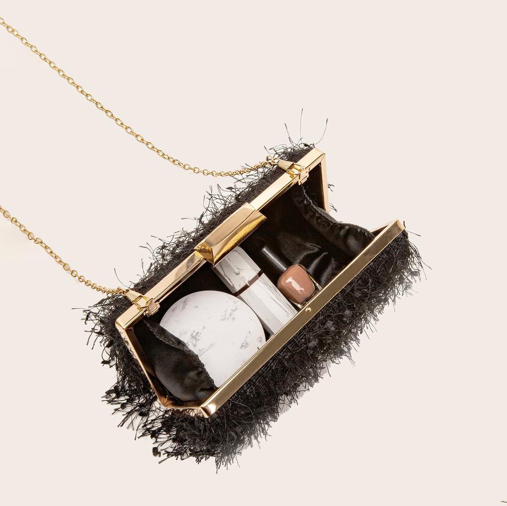 Women's luxury designer evening bag  tassel  shoulder  crossbody  clutch  wedding party  square bags  chain bag