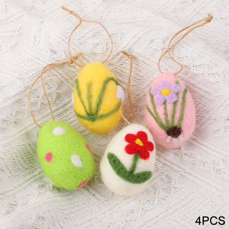 4/8ks Filcová pěnová velikonoční vajíčka s provázkem Košík Výplň Dětský dárek Veselé Velikonoce Domácí dekorace Malované Květinové Tečkované Vaječný strom Přívěsky