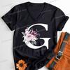 Letter B Floral T Shirts Women English Alphabet Birthday Gift Women 26 Initials Flower Classic Tops Tees Alphabet Floral Tshirt
