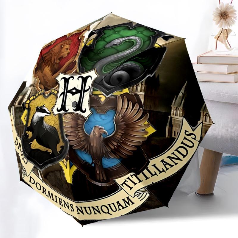 1pc Hogwarts Crest Automatic Folding Umbrella - Sturdy 8-Rib Polyester Canopy,Sun-Defying Travel Companion yy251023161