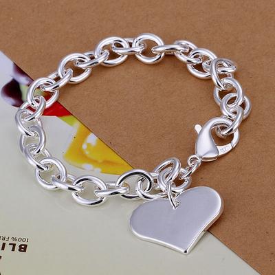 Color Silver Bracelet Charms Heart Chain Popular Valentine Gift Jewelry Bracelets For Women Lady Wedding Party