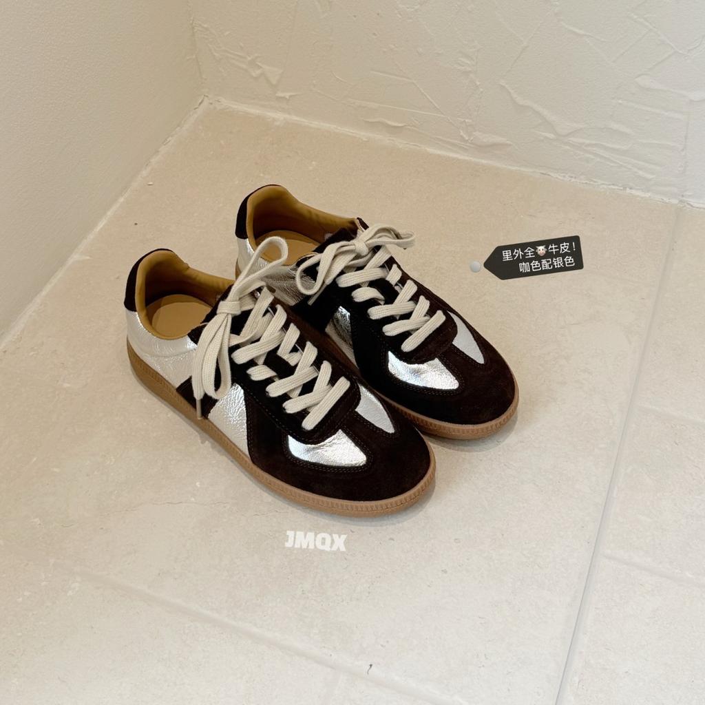 Cowhide retro women's autumn new fashion color matching platform versatile casual sports student board shoes